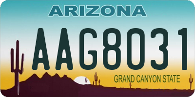 AZ license plate AAG8031