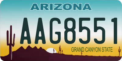 AZ license plate AAG8551