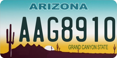 AZ license plate AAG8910
