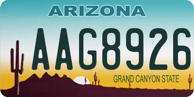 AZ license plate AAG8926