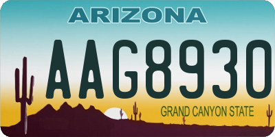 AZ license plate AAG8930