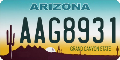 AZ license plate AAG8931