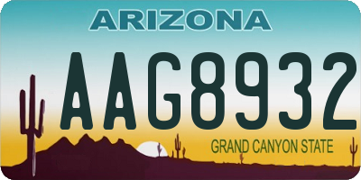 AZ license plate AAG8932