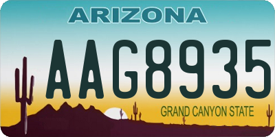 AZ license plate AAG8935
