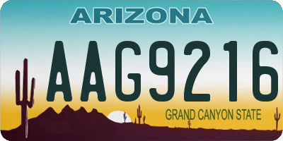 AZ license plate AAG9216