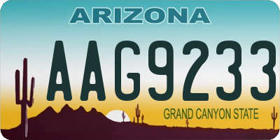 AZ license plate AAG9233
