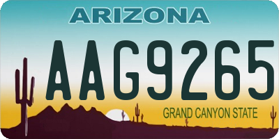 AZ license plate AAG9265