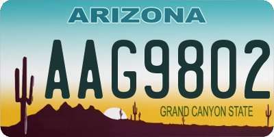 AZ license plate AAG9802