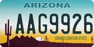 AZ license plate AAG9926