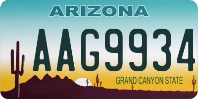 AZ license plate AAG9934