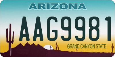 AZ license plate AAG9981