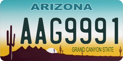 AZ license plate AAG9991