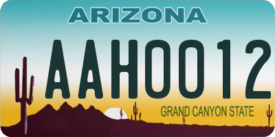 AZ license plate AAH0012