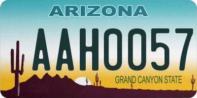 AZ license plate AAH0057