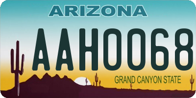 AZ license plate AAH0068