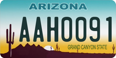 AZ license plate AAH0091