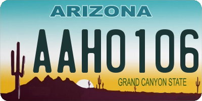 AZ license plate AAH0106