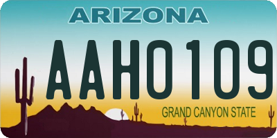 AZ license plate AAH0109