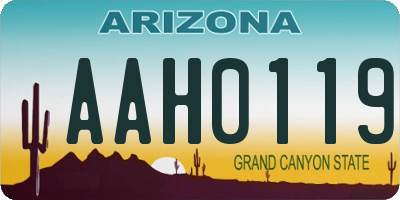 AZ license plate AAH0119