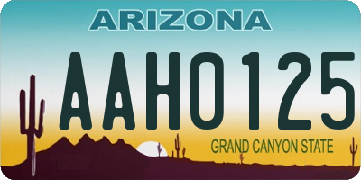 AZ license plate AAH0125