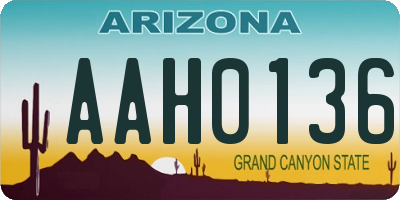 AZ license plate AAH0136