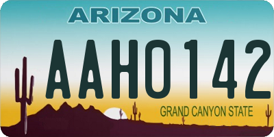 AZ license plate AAH0142