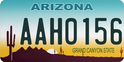 AZ license plate AAH0156