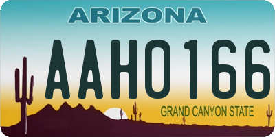 AZ license plate AAH0166