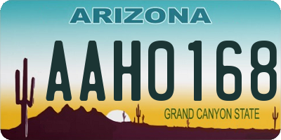 AZ license plate AAH0168