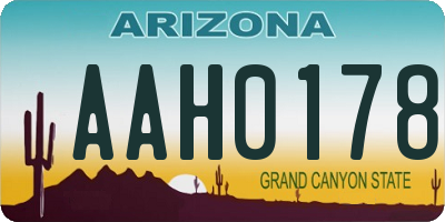AZ license plate AAH0178