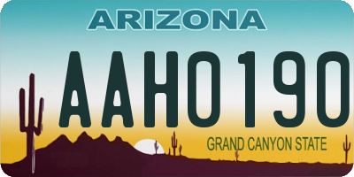 AZ license plate AAH0190