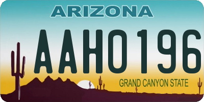 AZ license plate AAH0196