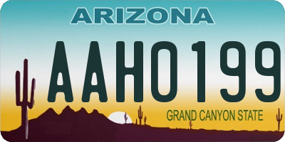 AZ license plate AAH0199