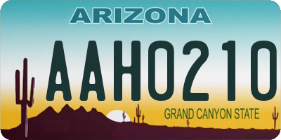 AZ license plate AAH0210