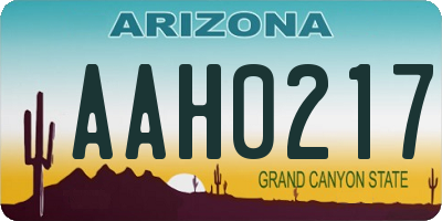 AZ license plate AAH0217