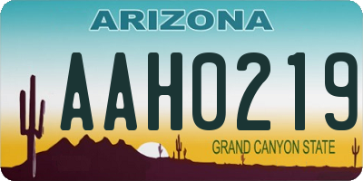 AZ license plate AAH0219