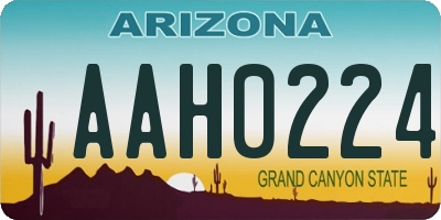 AZ license plate AAH0224