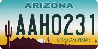 AZ license plate AAH0231