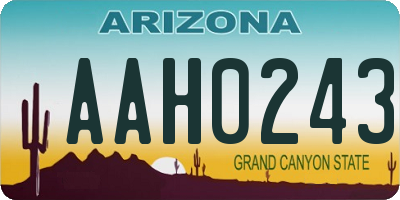 AZ license plate AAH0243