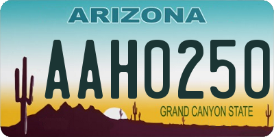AZ license plate AAH0250