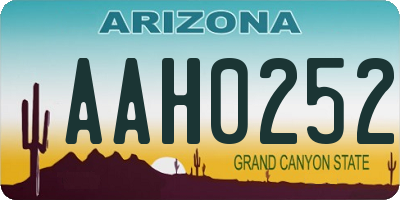 AZ license plate AAH0252