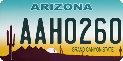 AZ license plate AAH0260