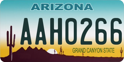 AZ license plate AAH0266