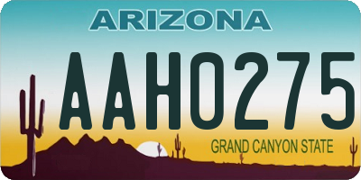 AZ license plate AAH0275