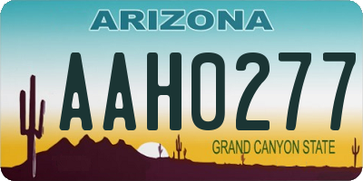 AZ license plate AAH0277