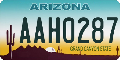 AZ license plate AAH0287