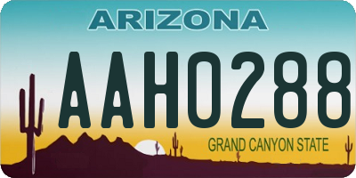 AZ license plate AAH0288