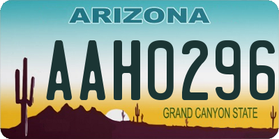 AZ license plate AAH0296