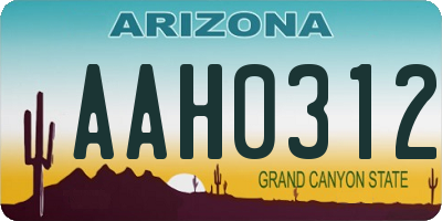 AZ license plate AAH0312