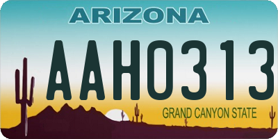 AZ license plate AAH0313